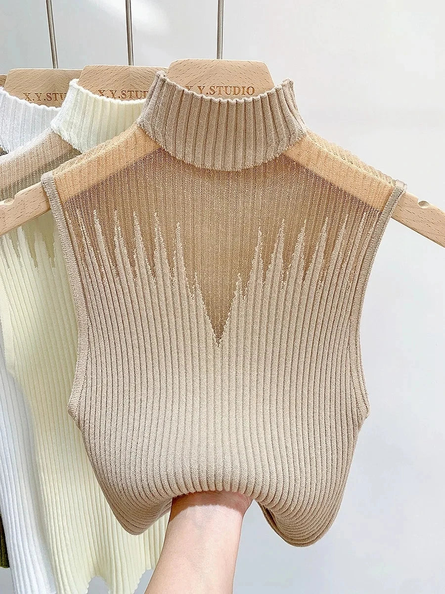 Mesh Knitted Sleeveless Sweater Top